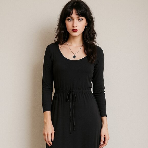 Y2K Vintage Limited Long Sleeve Maxi Dress Size XL Black Whimsigoth 90s Modest - Picture 16 of 16